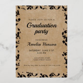 Rococo Old Paper Afstuderen Afstuderen voor fotoco Folie Uitnodiging (Achterkant)