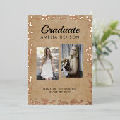 Rococo Old Paper Afstuderen Afstuderen voor fotoco Folie Uitnodiging (Staand Voorkant)