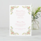 Rococo Ornate Floral Border Rehearsal Dinner Kaart (Staand voorkant)