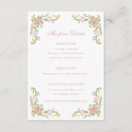 Rococo Ornate Floral Border Wedding Details Informatiekaartje