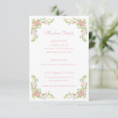 Rococo Ornate Floral Border Wedding Details Informatiekaartje (Staand voorkant)
