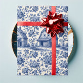 Rococo Ornate French Toile Floral Blue Rustic Barn Cadeaupapier