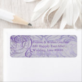 Rococo Paarse Scroll Damask Adreslabel Etiket (Insitu)