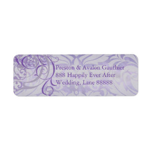 Rococo Paarse Scroll Damask Adreslabel Etiket