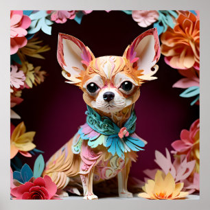 Rococo Pastel Kleur Papier Chihuahua Poster