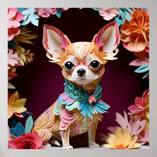 Rococo Pastel Kleur Papier Chihuahua Poster (Voorkant)