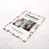 Rococo Patroon Afgestudeerde 2 Foto Collage Afstud Folie Uitnodiging (Gedraaid)