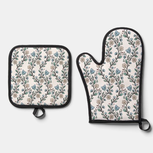 Rococo patroon ovenwant & pannenlap set (Voorkant)