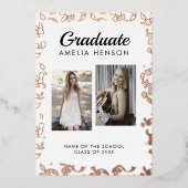 Rococo Pattern Afstuderen 2 Photo Collage Afstuder Folie Uitnodiging (Voorkant)