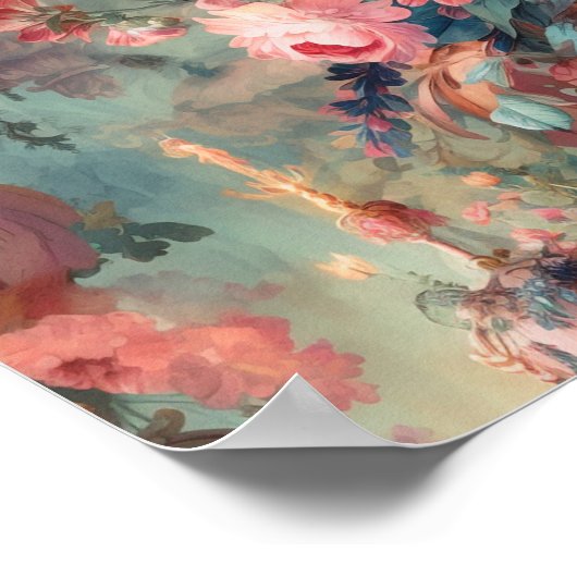  Rococo periode bloemen Poster (Hoek)