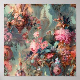  Rococo periode bloemen Poster