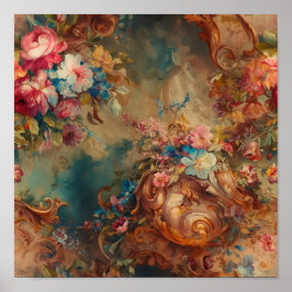  rococo periode bloemig poster