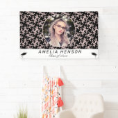 Rococo Pink Black Fotonaam klasse Afstuderen Spandoek (Insitu)