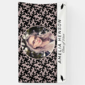 Rococo Pink Black Fotonaam klasse Afstuderen Spandoek (Verticaal)