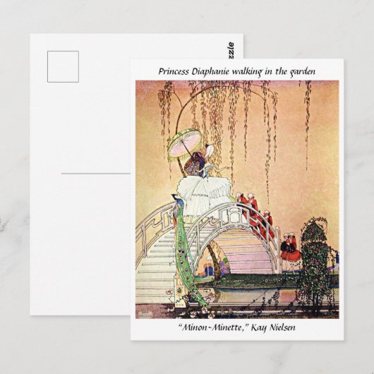 Rococo Princess loopt in een sprookjestuin Briefkaart (Voorkant / Achterkant)