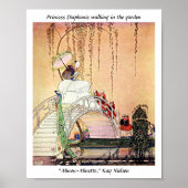 Rococo Princess loopt in een sprookjestuin Poster (Voorkant)