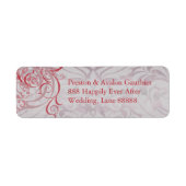 Rococo Red Scroll Damask-adreslabel Etiket (Voorkant)