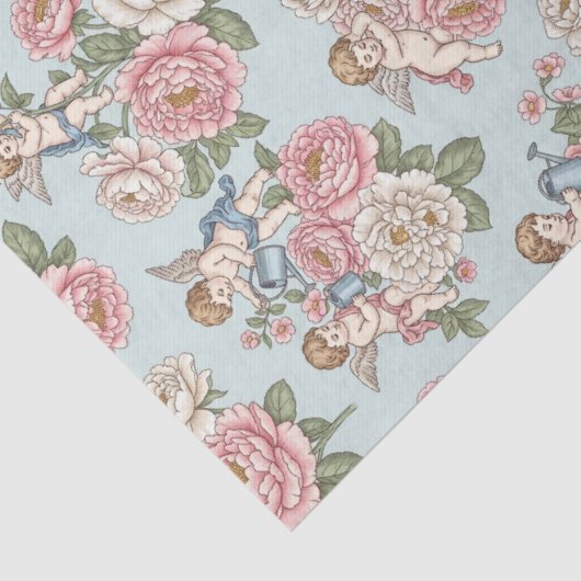 Rococo Revival Cherub Floral Toile  Tissuepapier (Detail)