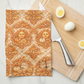 Rococo Revival Damask Nature Pattern Theedoek (Quarter Fold)