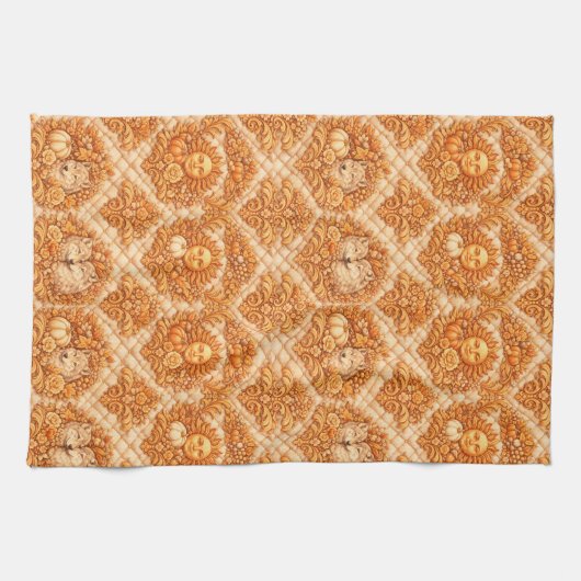 Rococo Revival Damask Nature Pattern Theedoek (Horizontaal)