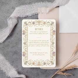 Rococo Revival Elegant Vintage Floral Wedding Informatiekaartje