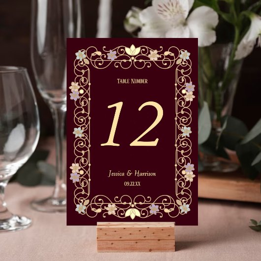 Rococo Revival Elegant Vintage Floral Wedding Kaart