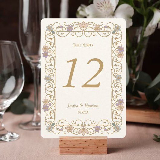 Rococo Revival Elegant Vintage Floral Wedding Kaart