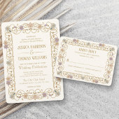Rococo Revival Elegant Vintage Floral Wedding Kaart