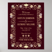 Rococo Revival Elegant Vintage Floral Wedding Poster (Voorkant)