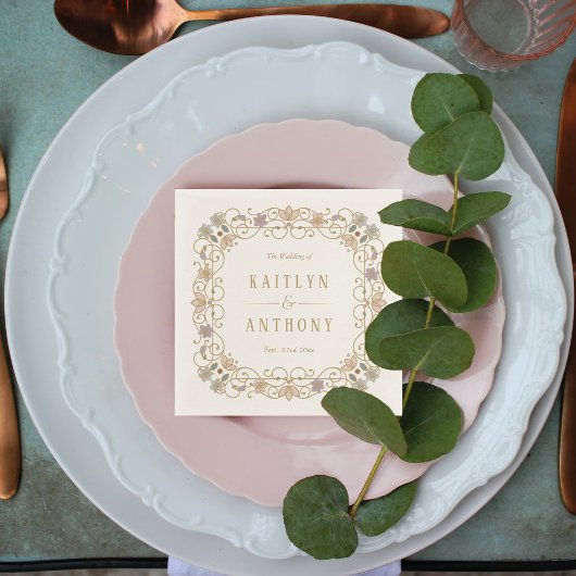 Rococo Revival Elegant Vintage Floral Wedding Servet