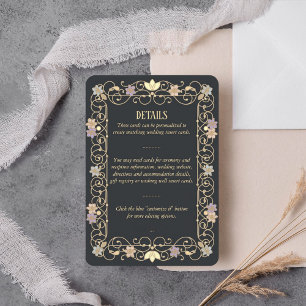 Rococo Revival Elegante Vintage Bloemige Bruiloft Informatiekaartje