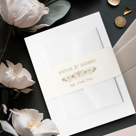 Rococo Revival Elegante Vintage Bloemige Bruiloft Uitnodigingen Wikkel
