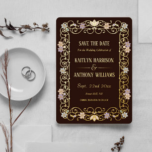 Rococo Revival Elegante Vintage Save The Date Folie Uitnodiging