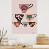 Rococo Revival Teacup| grillige  charme Poster (Keuken)