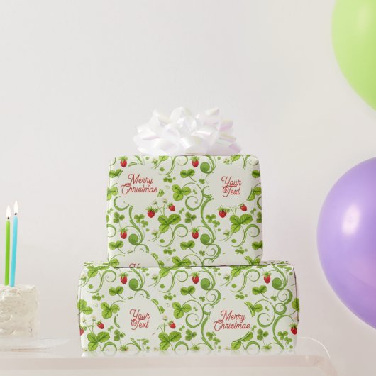 Rococo Revival Wild Strawberry & Clover Custom Cadeaupapier (Feestgeschenken)