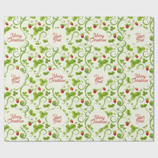 Rococo Revival Wild Strawberry & Clover Custom Cadeaupapier (Vlak)