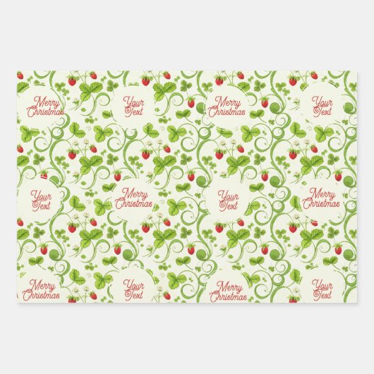 Rococo Revival Wild Strawberry & Clover Custom Inpakpapier Vel (Voorkant 3)