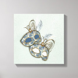 Rococo Rich Pattern-ontwerp met maskers Canvas Afdruk