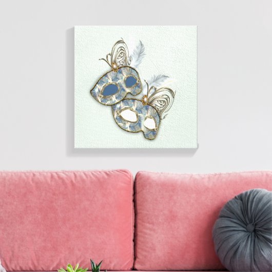 Rococo Rich Pattern-ontwerp met maskers Canvas Afdruk (Insitu (Woonkamer))