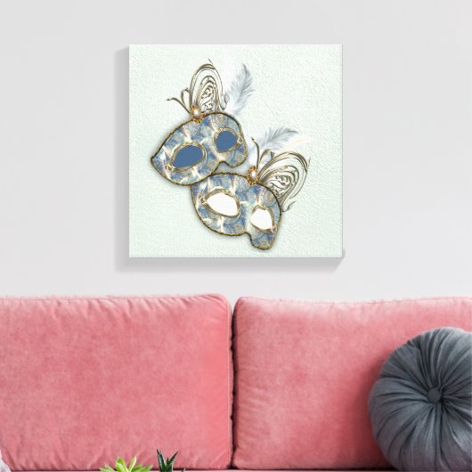 Rococo Rich Pattern-ontwerp met maskers Canvas Afdruk (Insitu (Woonkamer))