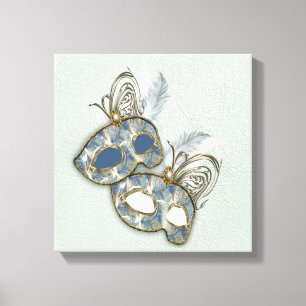 Rococo Rich Pattern-ontwerp met maskers Canvas Afdruk