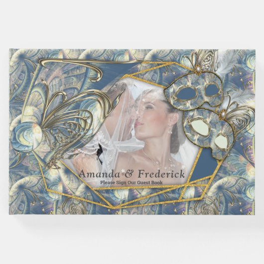 Rococo Rich Pattern-ontwerp met maskers Gastenboek (Voorkant)