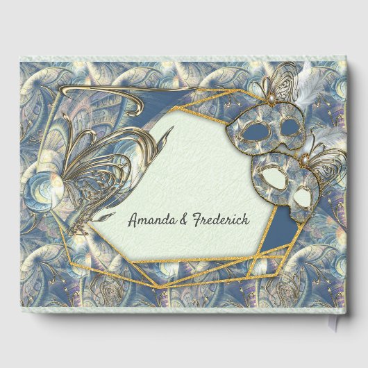 Rococo Rich Pattern-ontwerp met maskers Gastenboek (Achterkant)