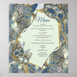 Rococo Rich Pattern-ontwerp met maskers Poster