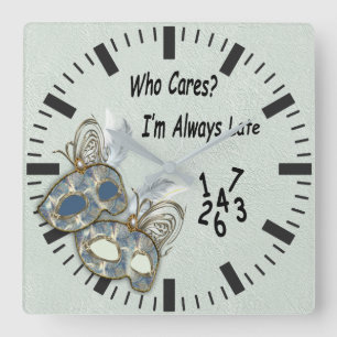 Rococo Rich Pattern-ontwerp met maskers Vierkante Klok