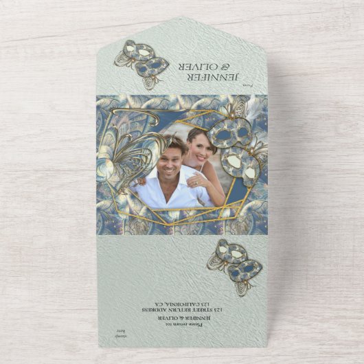 Rococo Rich Romantic All in One Wedding Invite All In One Uitnodiging (Buitenkant)