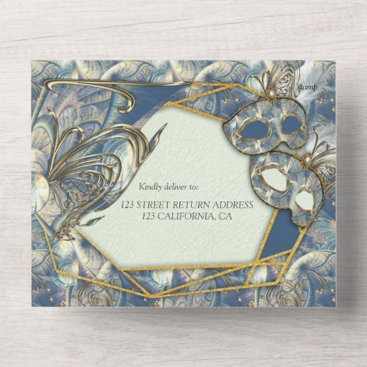 Rococo Rich Romantic All in One Wedding Invite Uitnodiging (Voorkant)