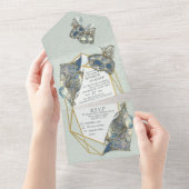 Rococo Rich Romantic All in One Wedding Invite Uitnodiging (Afscheurbaar)