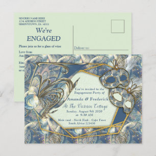 Rococo Rich Romantic Gold Reliefs en maskers Uitnodiging Briefkaart