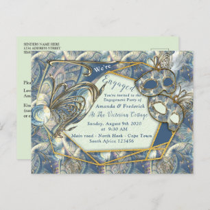 Rococo Rich Romantic Gold Reliefs en maskers Uitnodiging Briefkaart